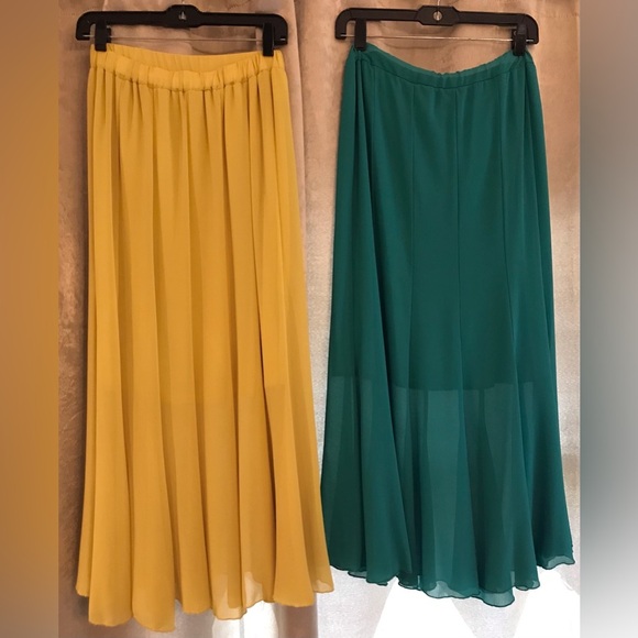 Flowy Maxi Skirt Bundle Set (Size S) - Mustard Yellow & Turquoise - Picture 4 of 17